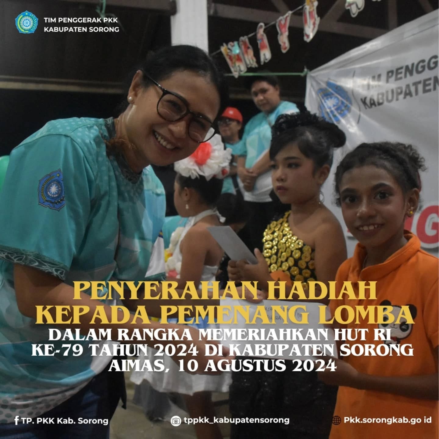 Kegiatan Lomba dan Bazar yang dilaksanakan di alun-alun Aimas selama Tiga Hari sejak Tanggal 08 s.d 10 Agustus 2024 diakhiri dengan penyerahan hadiah kepada para pemenang lomba.